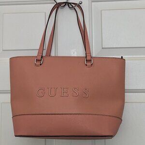 Guess Women's Tote Satchel Handbag Purse 2 Handles Peach .